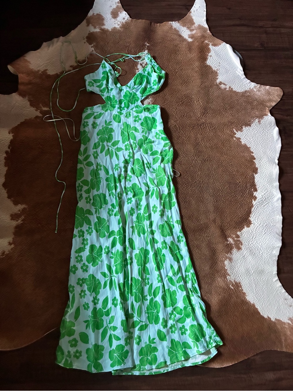 Zara Green Floral Print Maxi Dress